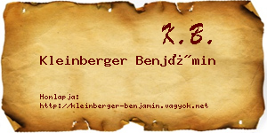 Kleinberger Benjámin névjegykártya